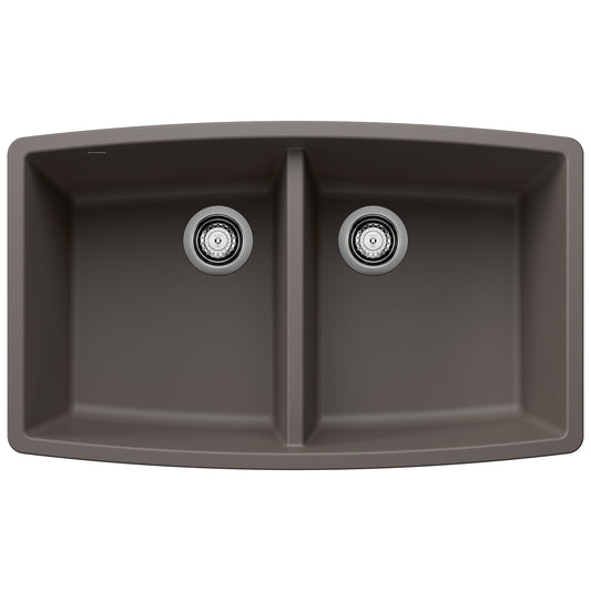 BLANCO 443123 Performa Performa SILGRANIT 33" 50/50 Double Bowl Undermount Kitchen Sink - Volcano Gray in Volcano Gray