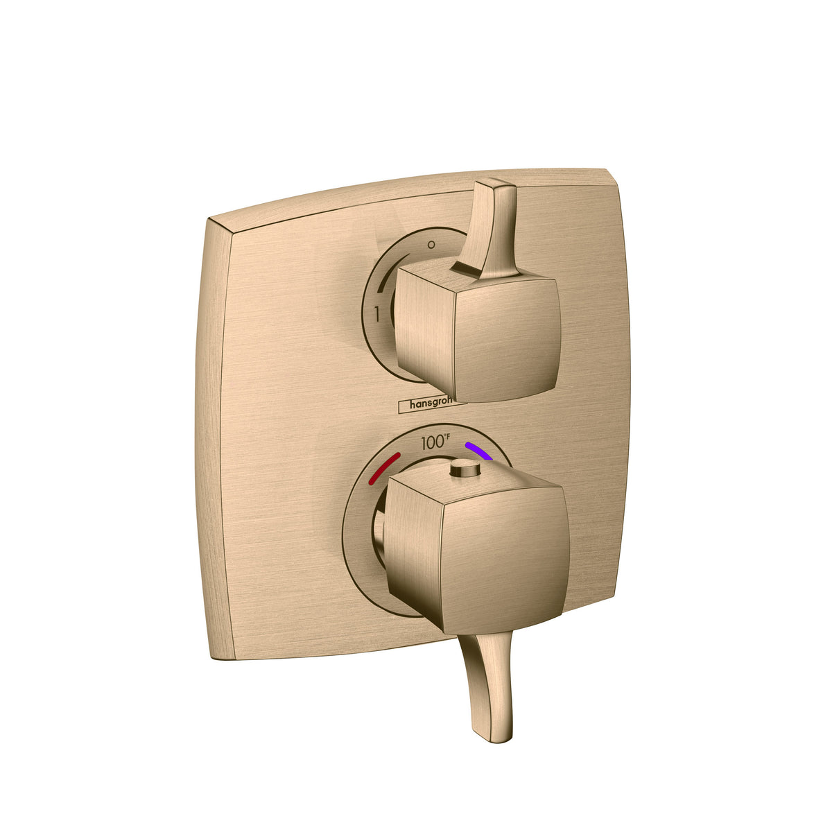 HANSGROHE 15727141 Ecostat Classic Thermostatic Trim with Volume Control, Square - Brushed Bronze