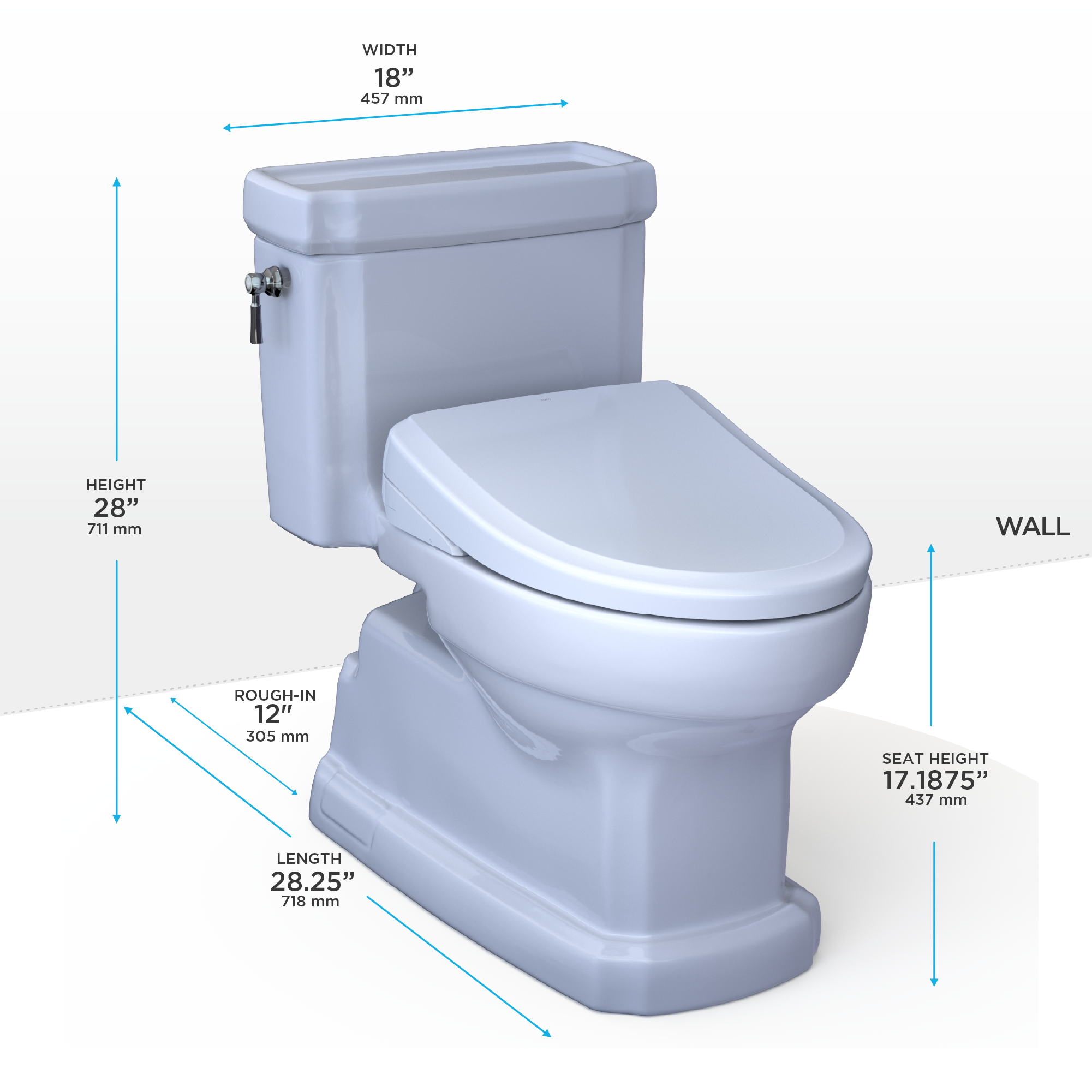 TOTO MW9744724CEFG#01 Washlet+ Eco Guinevere Elongated 1.28 Gpf Universal Height Toilet With S7 Classic Bidet Seat - Cotton White