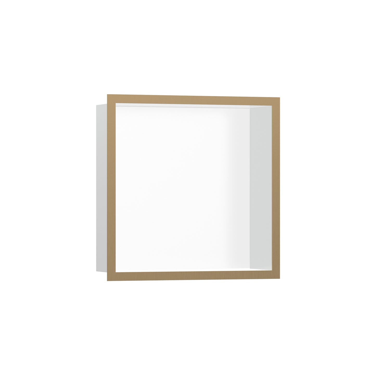 HANSGROHE 56099140 XtraStoris Individual Wall Niche Matte White with Design Frame 12"x 12"x 4"  in Brushed Bronze