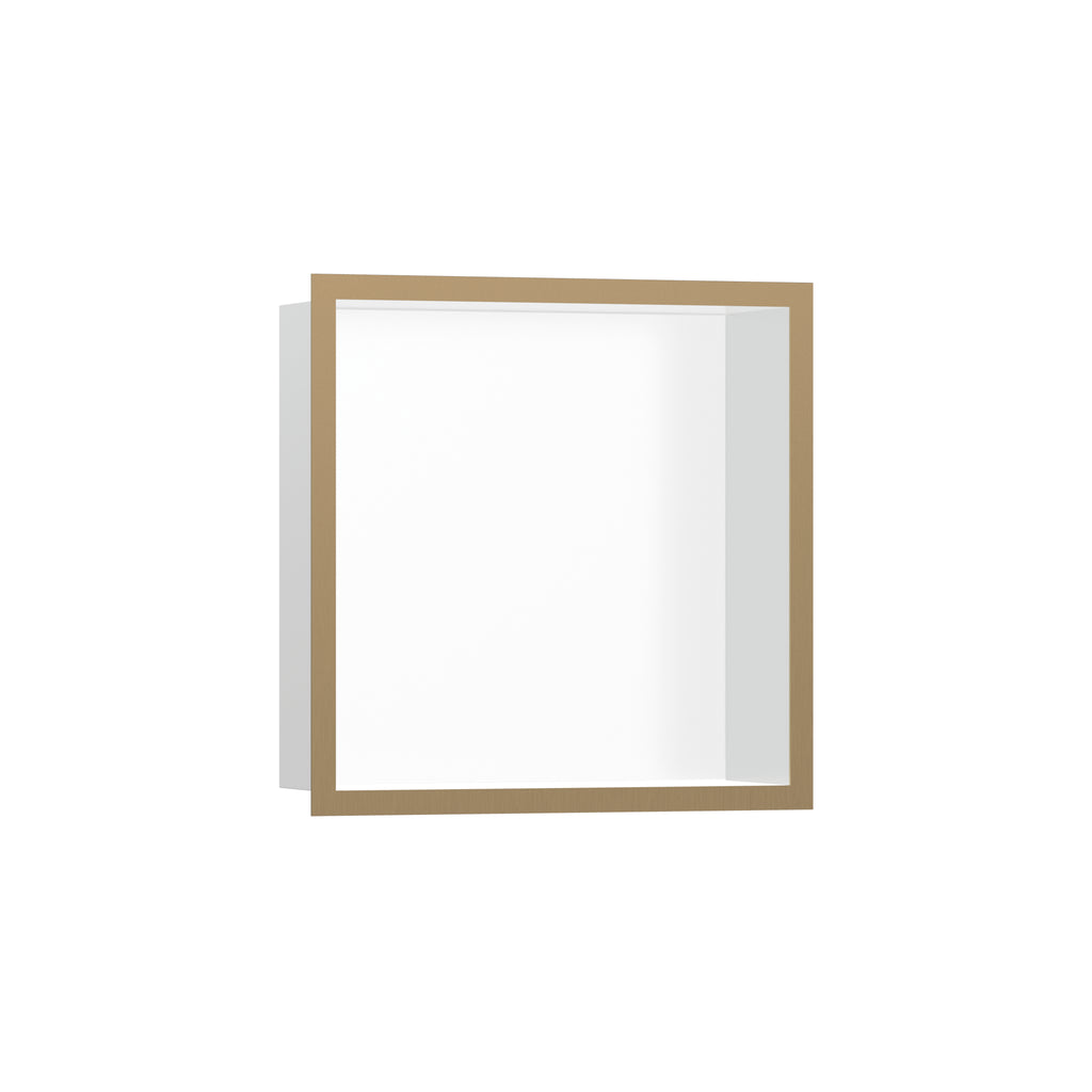 HANSGROHE 56099140 XtraStoris Individual Wall Niche Matte White with Design Frame 12"x 12"x 4" - Brushed Bronze