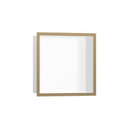 HANSGROHE 56099140 XtraStoris Individual Wall Niche Matte White with Design Frame 12"x 12"x 4" - Brushed Bronze