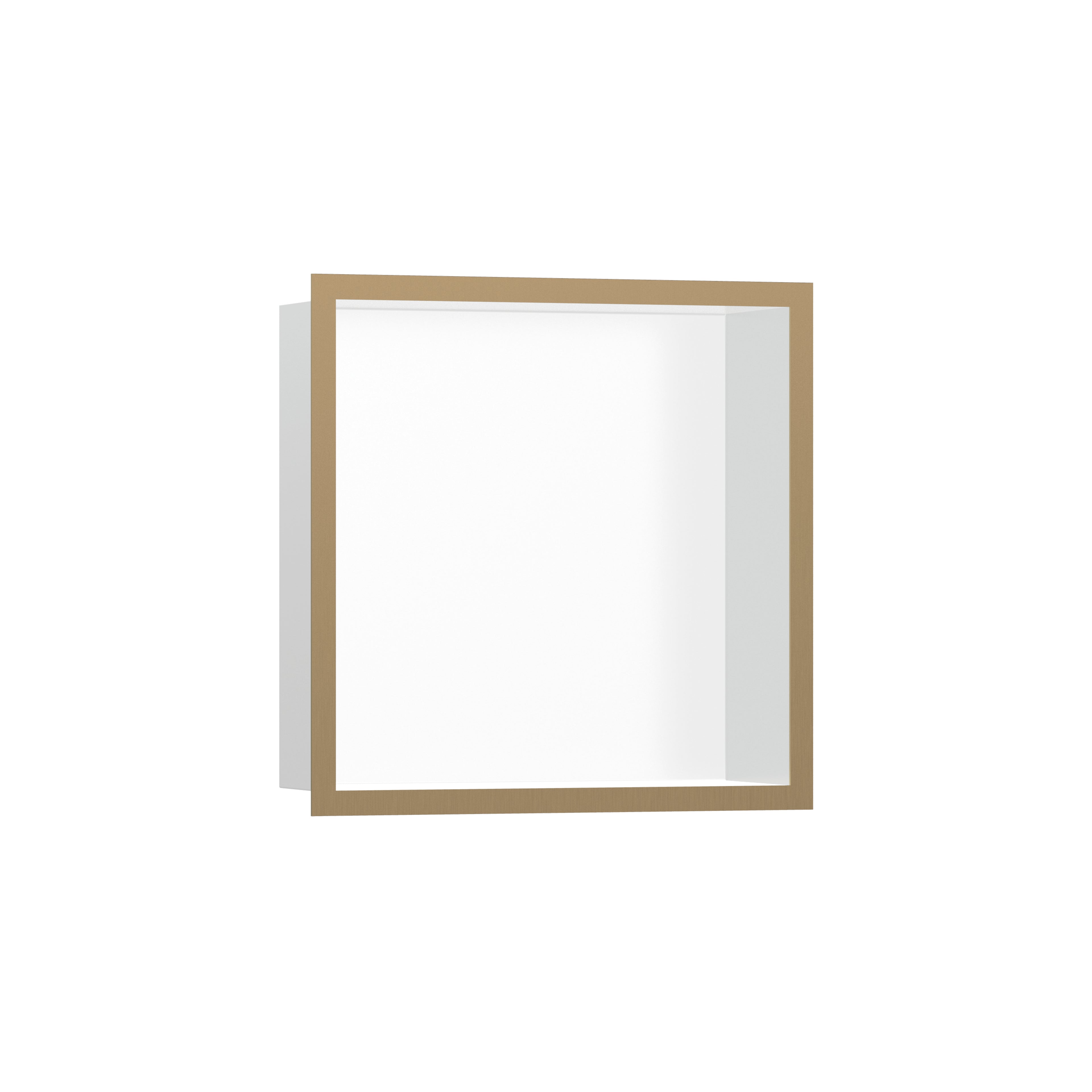 HANSGROHE 56099140 XtraStoris Individual Wall Niche Matte White with Design Frame 12"x 12"x 4" - Brushed Bronze