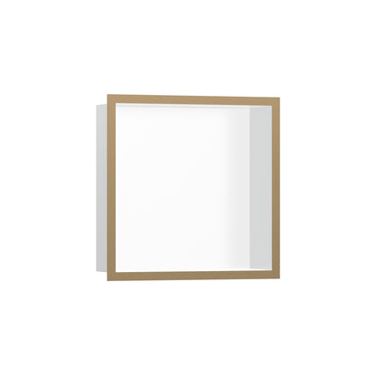 HANSGROHE 56099140 XtraStoris Individual Wall Niche Matte White with Design Frame 12"x 12"x 4" - Brushed Bronze