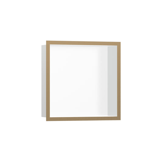 HANSGROHE 56099140 XtraStoris Individual Wall Niche Matte White with Design Frame 12"x 12"x 4" - Brushed Bronze