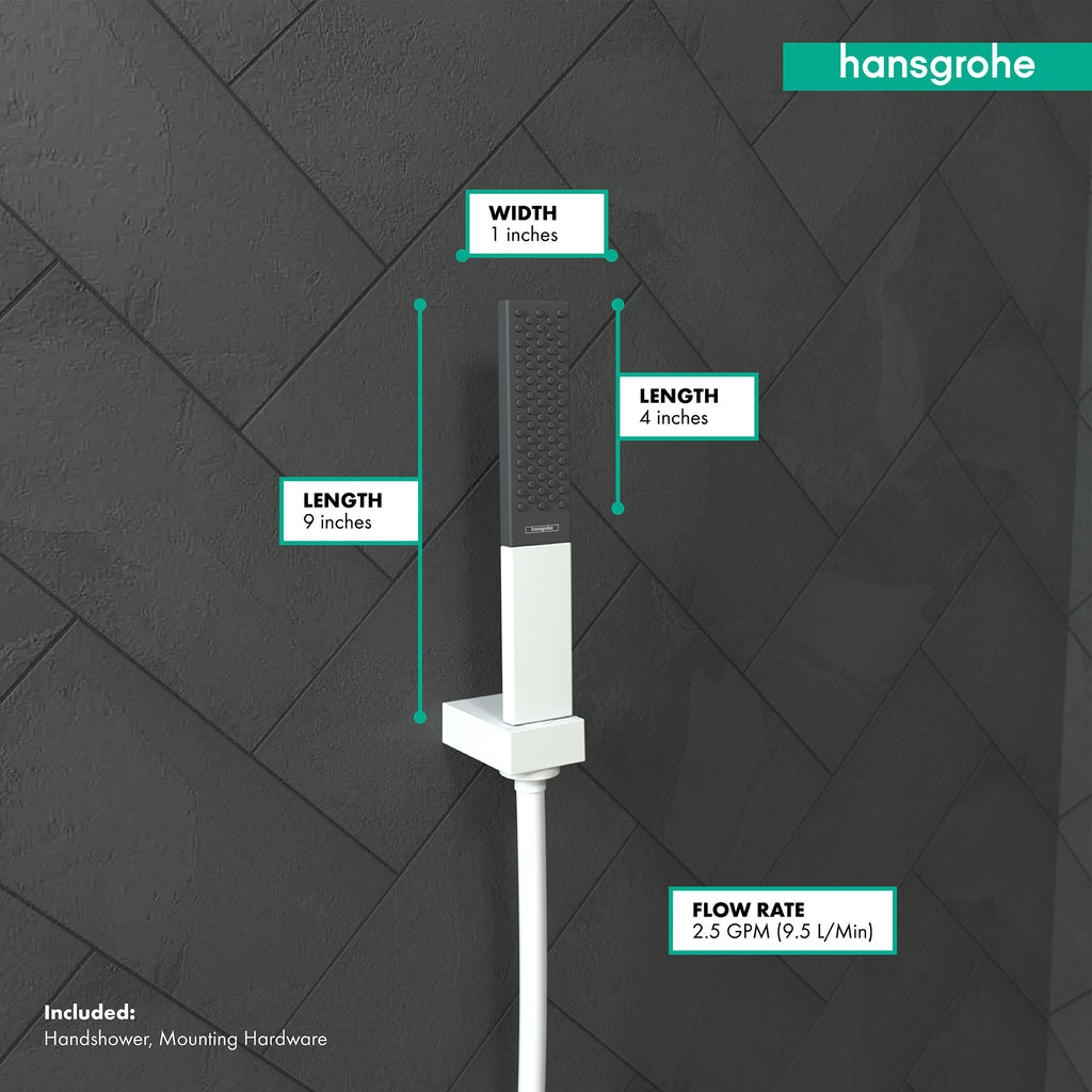 HANSGROHE 26866701 Rainfinity Baton Handshower 100 1-Jet, 2.5 GPM - Matte White