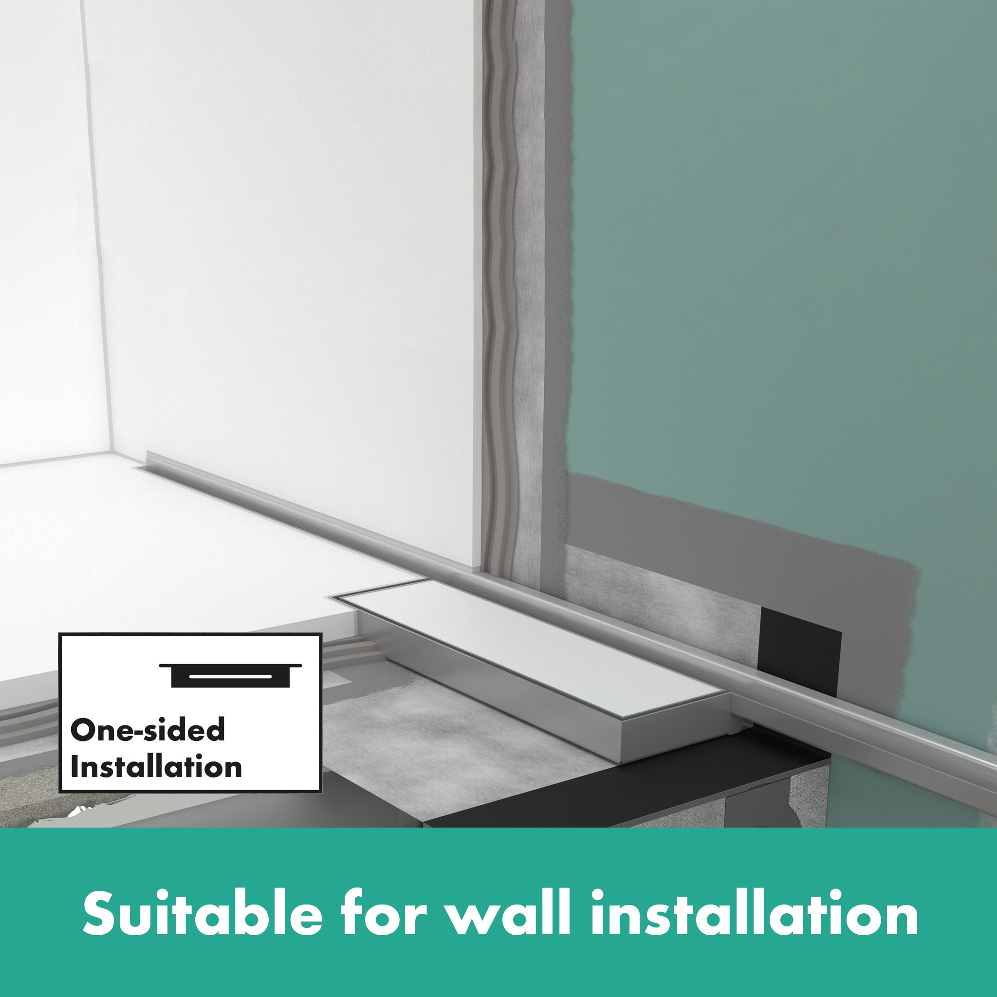 HANSGROHE 56220001 RainDrain Minimalistic Complete Set 2", 31 1/2" Trim and Installation Set - Brushed Stainless Steel