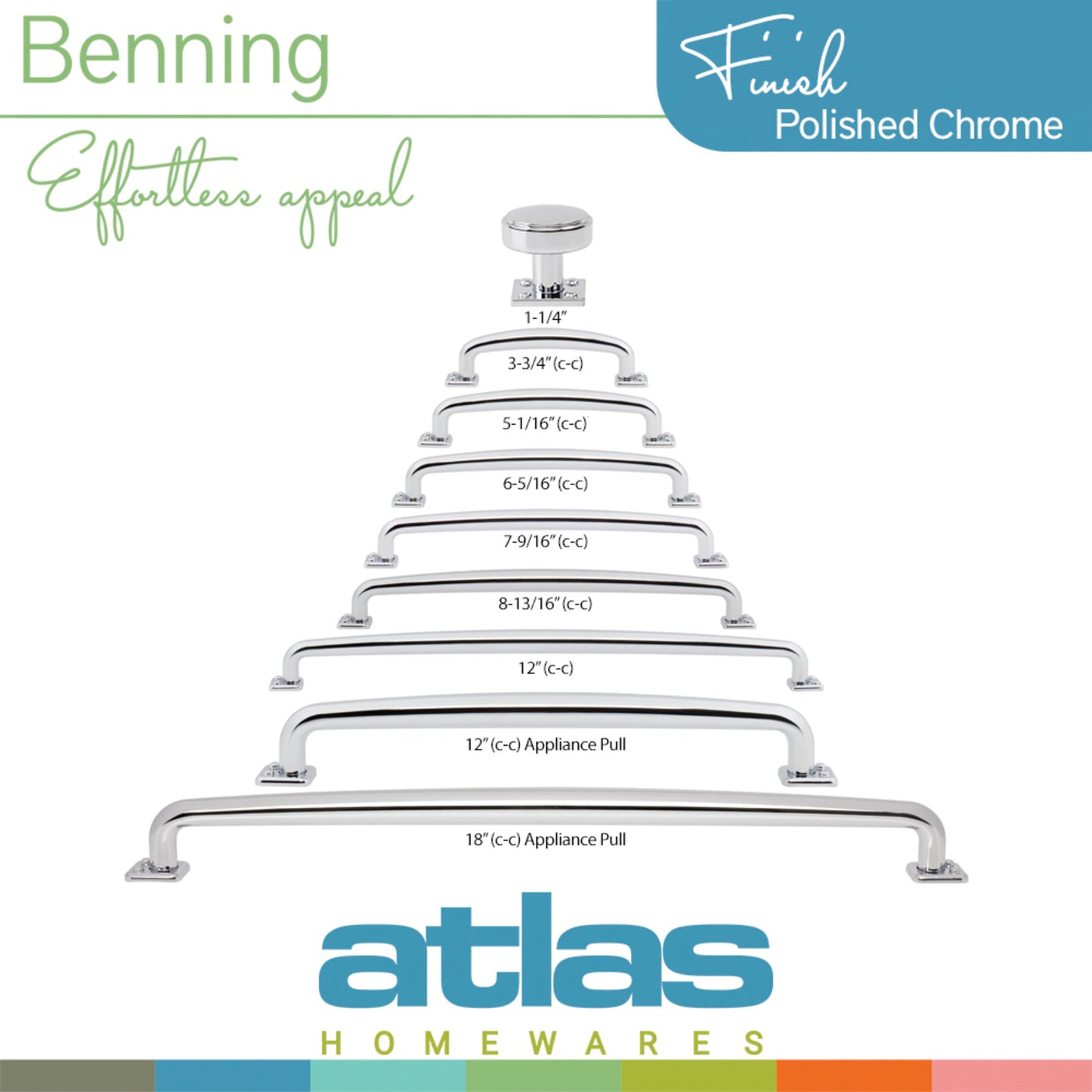 ATLAS A548-CH Benning 18" Center to Center Appliance Pull - Polished Chrome