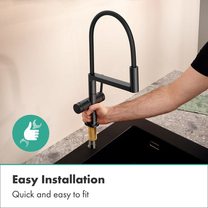 HANSGROHE 72861341 Talis N Semi-Pro PowderSpray Kitchen Faucet 1.75 GPM - Brushed Black Chrome