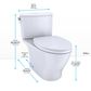 TOTO MS442124CEFG#01 Nexus Two-Piece Elongated 1.28 GPF Universal Height Toilet with CEFIONTECT and SS124 SoftClose Seat , Cotton White