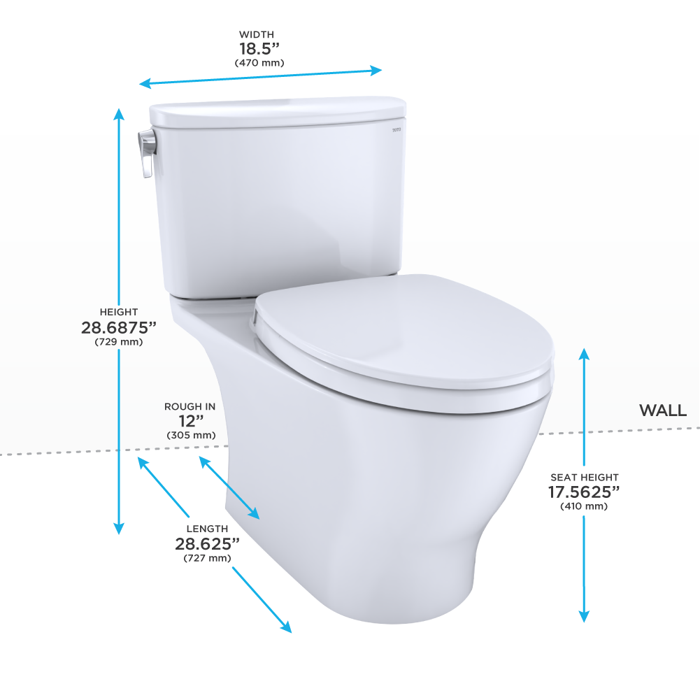 TOTO MS442124CEFG#01 Nexus Two-Piece Elongated 1.28 GPF Universal Height Toilet with CEFIONTECT and SS124 SoftClose Seat , Cotton White