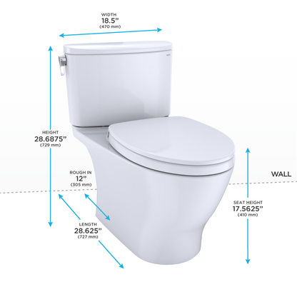 TOTO MS442124CUFG#01 Nexus 1G Two-Piece Elongated 1.0 Gpf Universal Height Toilet With Cefiontect And Ss124 Softclose Seat - Cotton White