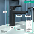 HANSGROHE 32506671 Metropol Single-Hole Faucet 110 with Lever Handle and Pop-Up Drain, 1.2 GPM - Matte Black