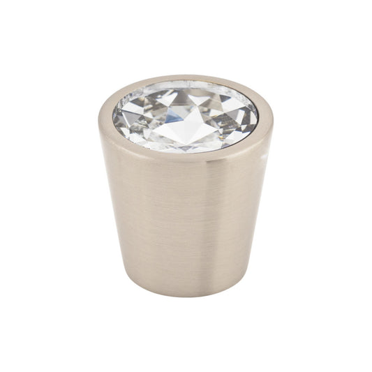 TOP KNOBS TK135BSN Clear Crystal Center 1 1/16" Diameter Round Knob - Brushed Satin Nickel