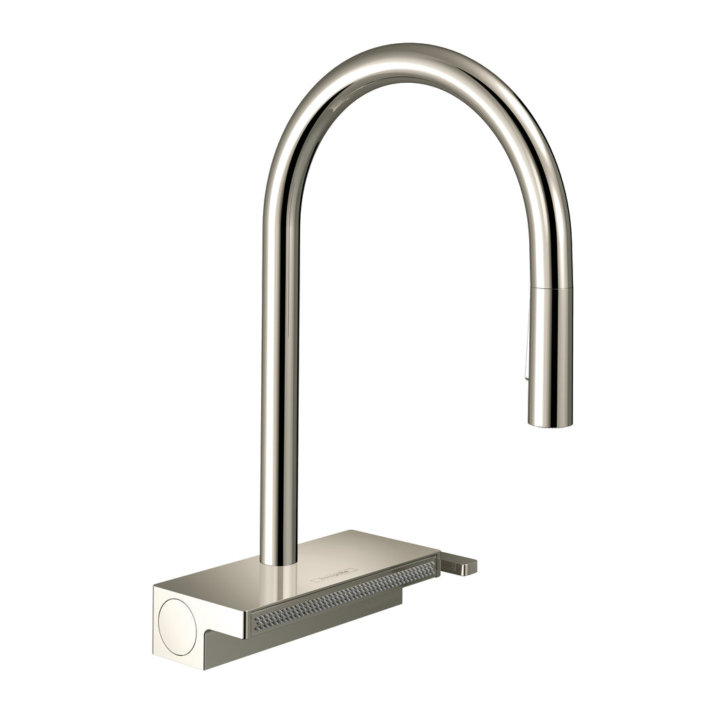 HANSGROHE 73837831 Aquno Select HighArc Kitchen Faucet, 3-Spray Pull-Down, 1.75 GPM - Polished Nickel