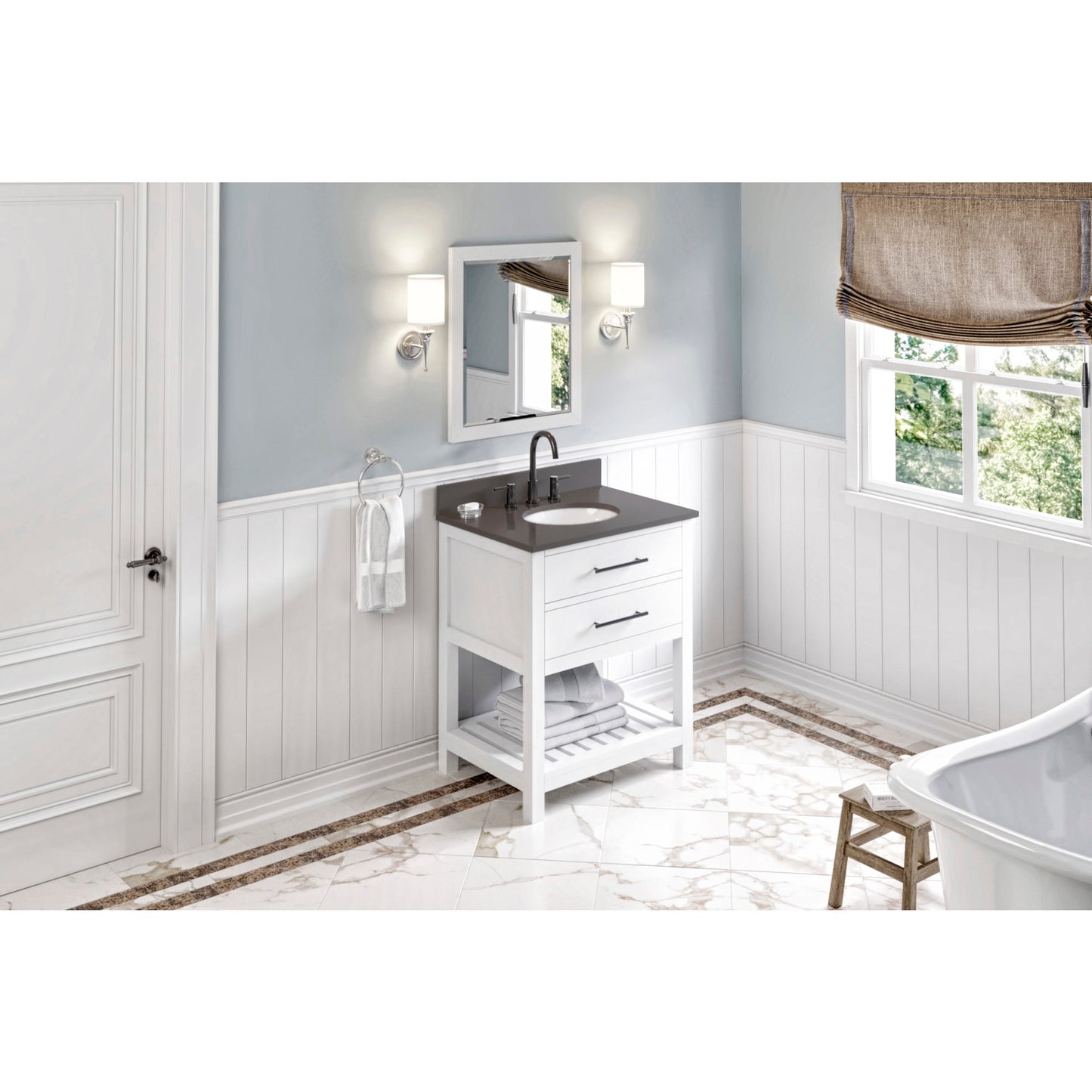 JEFFREY ALEXANDER VN2WAV-30-WH-NT 30" White Wavecrest Vanity - White
