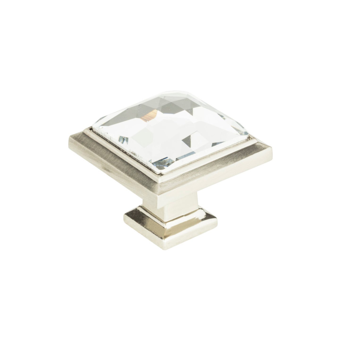 ATLAS 340-BRN Legacy Crystal 1 5/16" Length Square Knob - Brushed Nickel