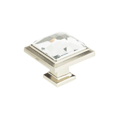 ATLAS 340-BRN Legacy Crystal 1 5/16" Length Square Knob - Brushed Nickel