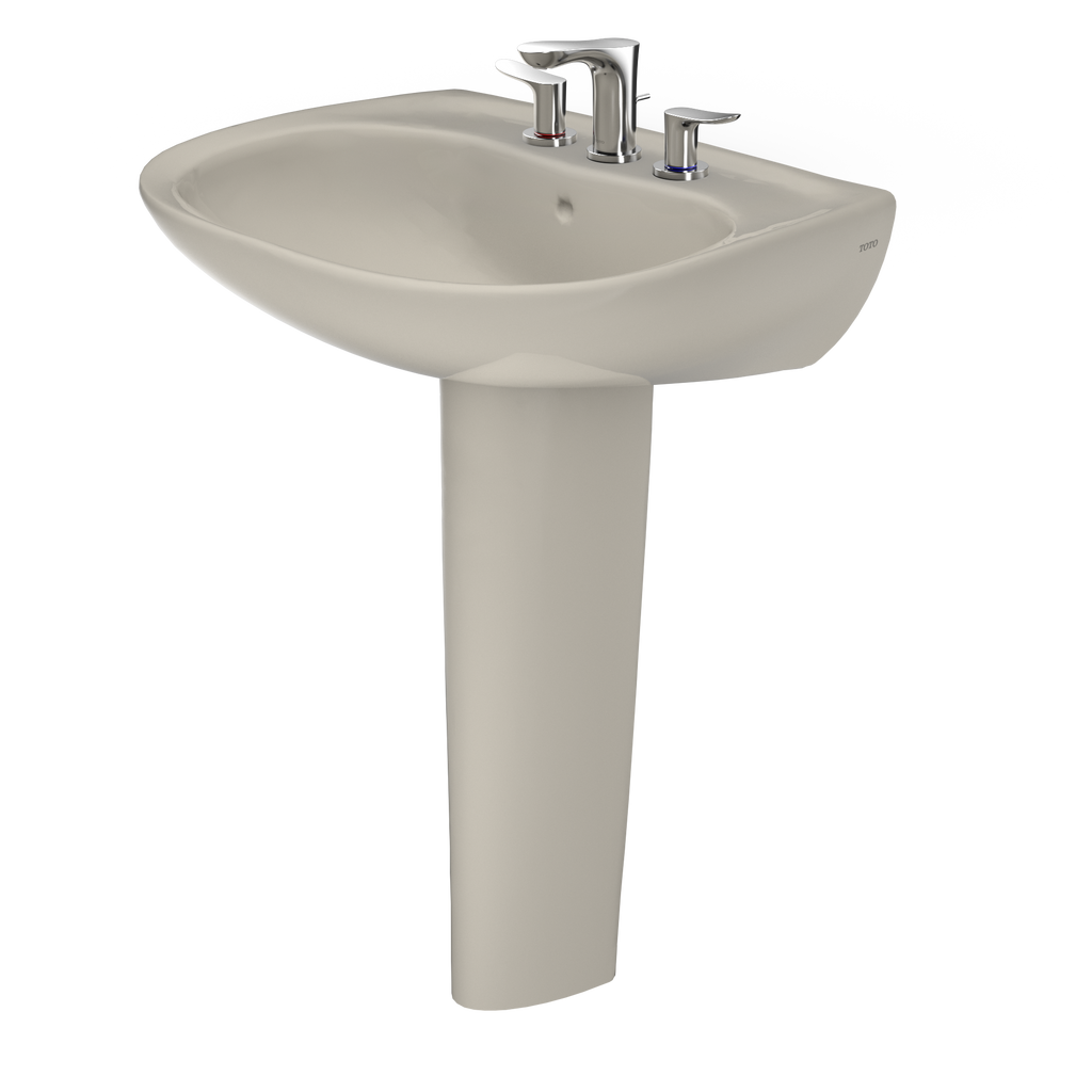 TOTO LPT242.8G#03 Prominence Oval Basin Pedestal Bathroom Sink With Cefiontect For 8 Inch Center Faucets - Bone