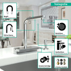HANSGROHE 73836001 Aquno Select Kitchen Faucet, 2-Spray Pull-Out, 1.75 GPM - Chrome