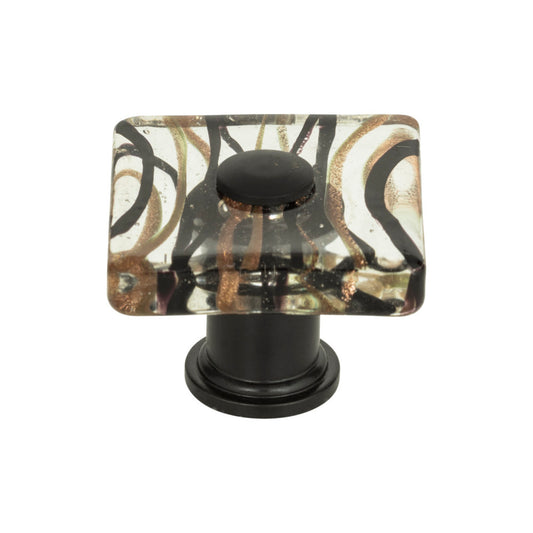 ATLAS 3205-o Milky Way Glass 1 1/2" Length Square Knob , Aged Bronze