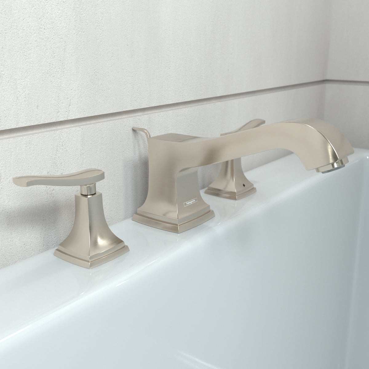 HANSGROHE 31428821 Metropol Classic 3-Hole Roman Tub Set Trim with Lever Handles - Brushed Nickel