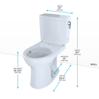 TOTO CST453CUFRG#01 Drake Ii 1G Two-Piece Round 1.0 Gpf Universal Height Toilet With Cefiontect And Right-Hand Trip Lever - Cotton White