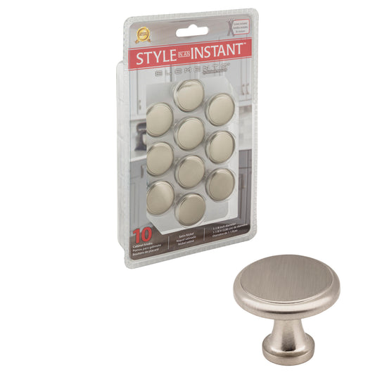 ELEMENTS 3970-SN-R Retail Pack Hardware 1-3/16" Diameter Mushroom Knob , Satin Nickel