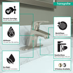 HANSGROHE 04370820 Focus Single-Hole Faucet 70 with Pop-Up Drain, 1.2 GPM - Brushed Nickel