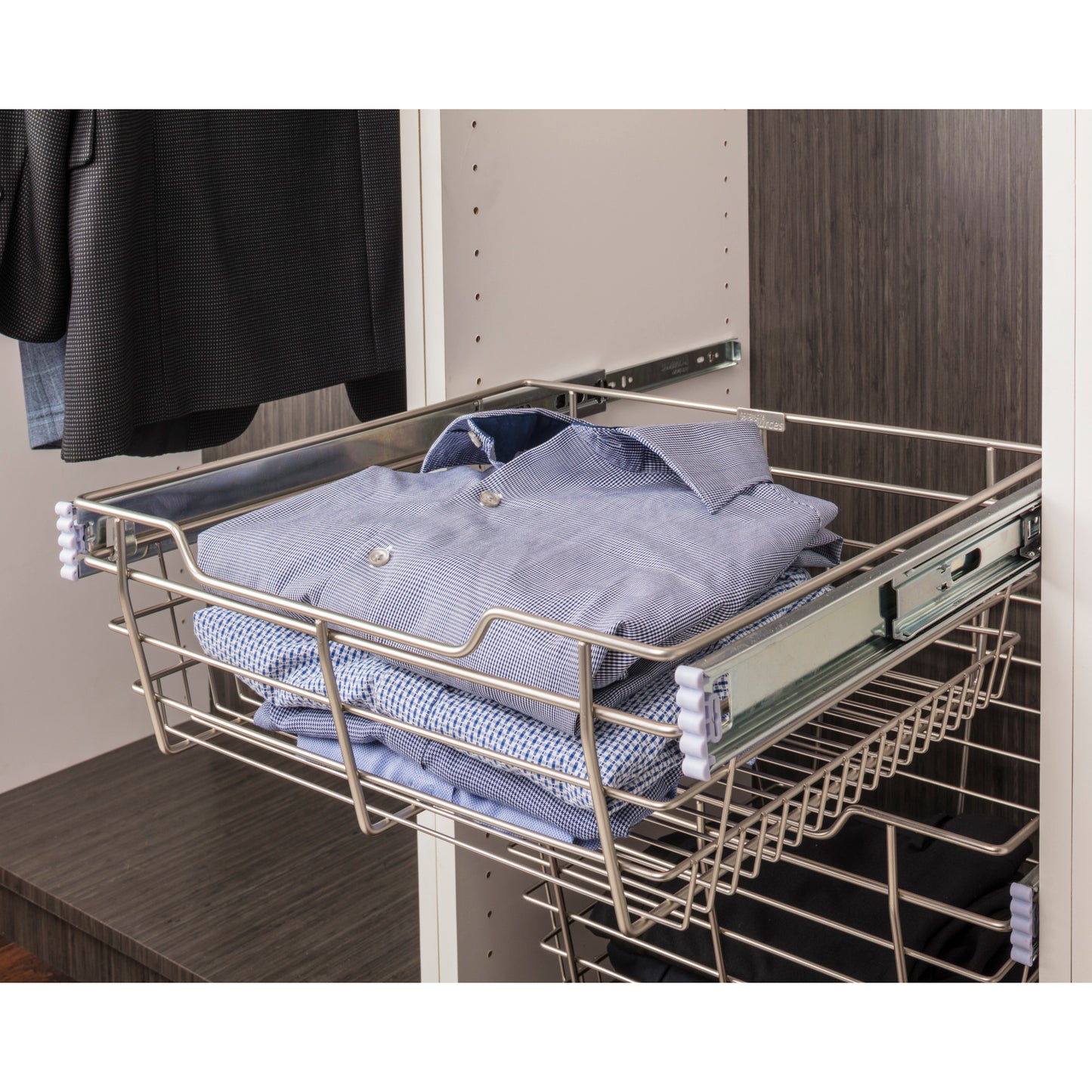 HARDWARE RESOURCES POB1-162917CH Chrome Closet Pullout Basket with Slides 16"D x 29"W x 17"H , Polished Chrome