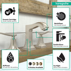 HANSGROHE 31330821 Metropol Classic Widespread Faucet 110 with Lever Handles and Pop-Up Drain, 1.2 GPM - Brushed Nickel