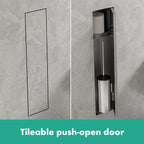 HANSGROHE 56060800 XtraStoris Rock Recessed Toilet Brush Holder with Shelf & Tileable Door - Brushed Stainless Steel