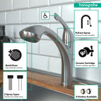 HANSGROHE 04076860 Allegro E Kitchen Faucet, 2-Spray Pull-Out, 1.75 GPM - Stainless Steel Optic