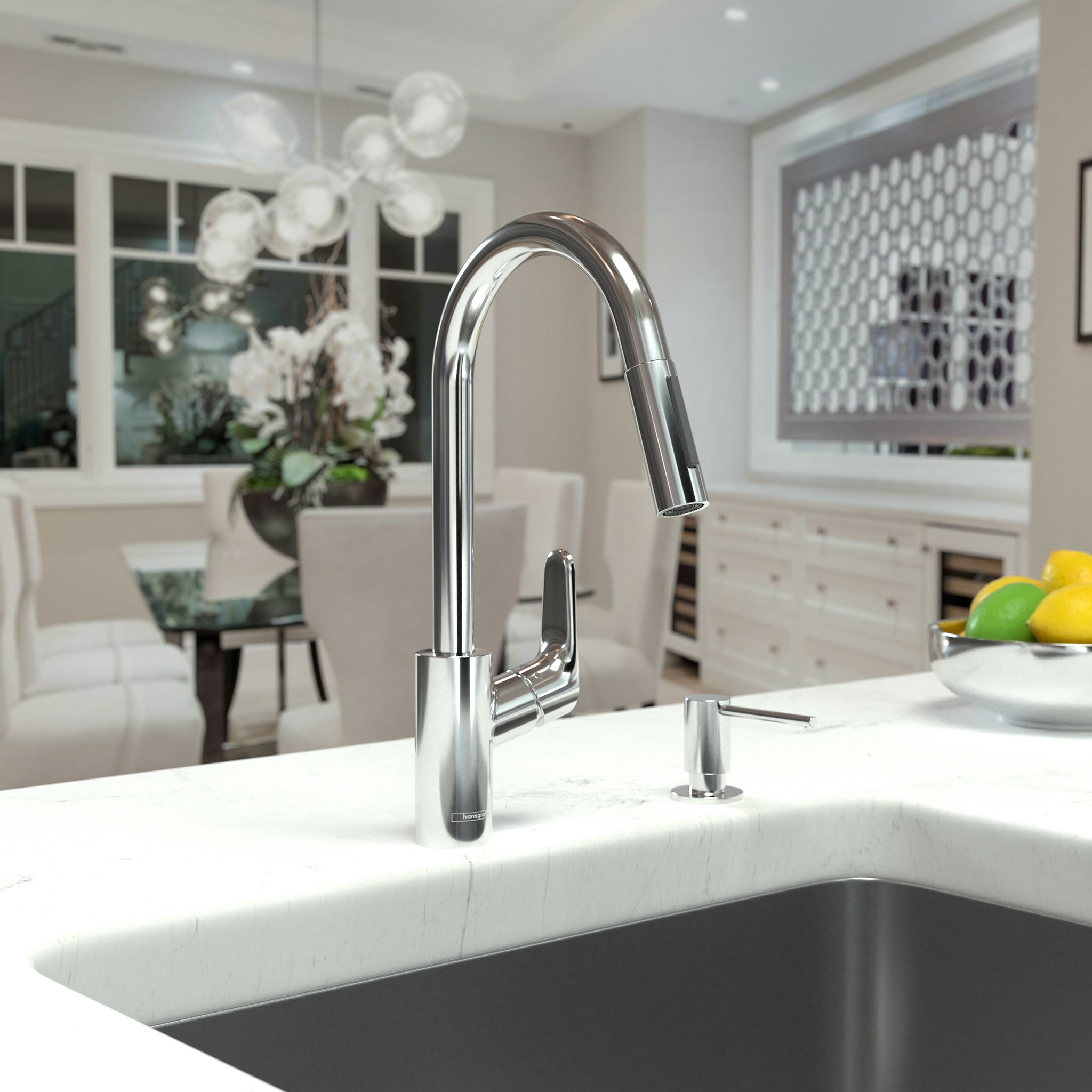 HANSGROHE 04920000 Focus Higharc Kitchen Faucet, 2-Spray Pull-Down, 1.5 GPM - Chrome