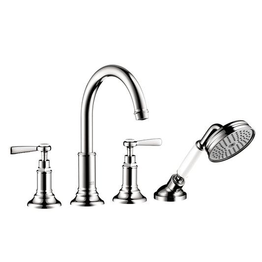 AXOR Montreux 4-Hole Roman Tub Set Trim with Lever Handles and 1.8 GPM Handshower in Chrome