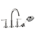 AXOR 16555001 Montreux 4-Hole Roman Tub Set Trim with Lever Handles and 1.8 GPM Handshower - Chrome