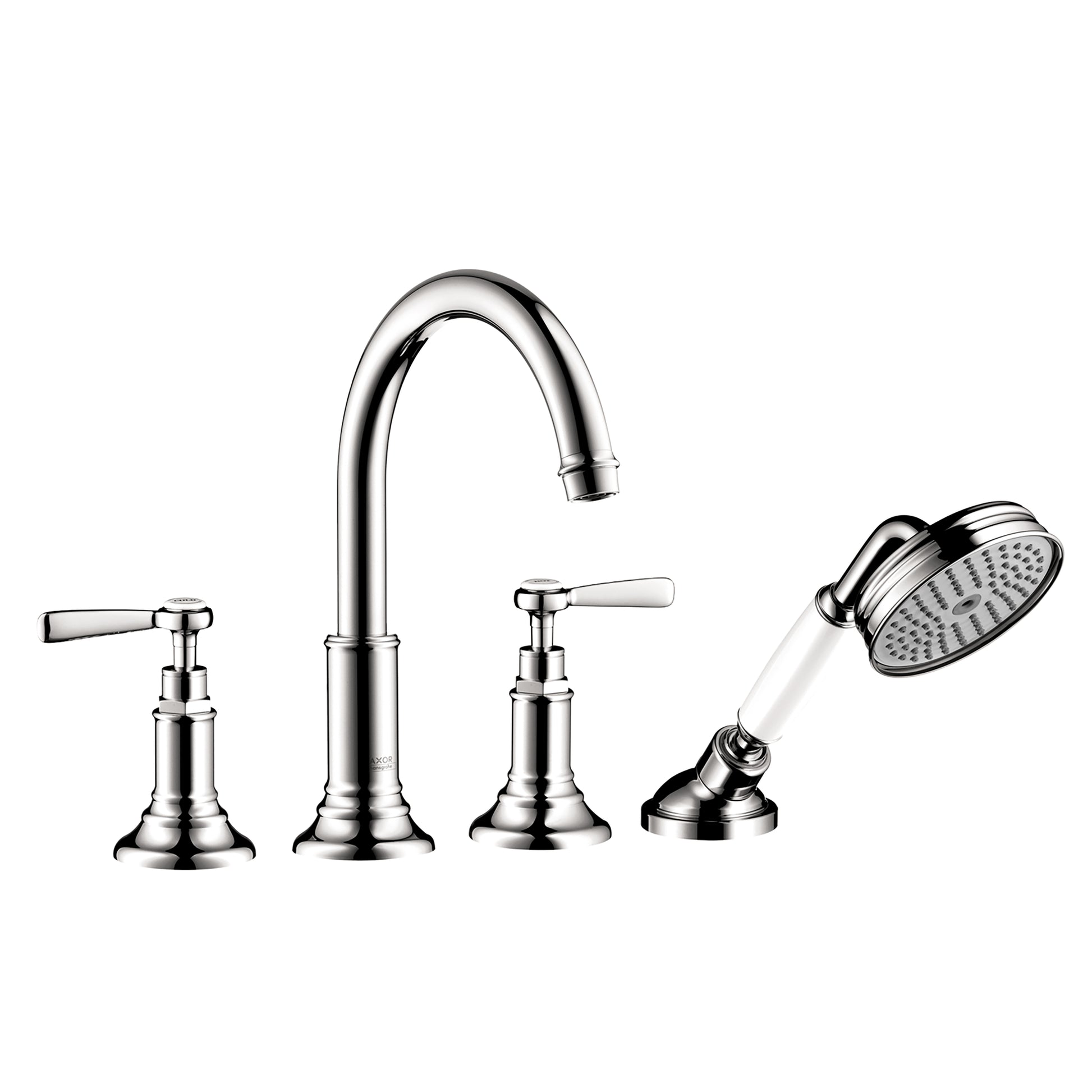 AXOR 16555001 Montreux 4-Hole Roman Tub Set Trim with Lever Handles and 1.8 GPM Handshower - Chrome