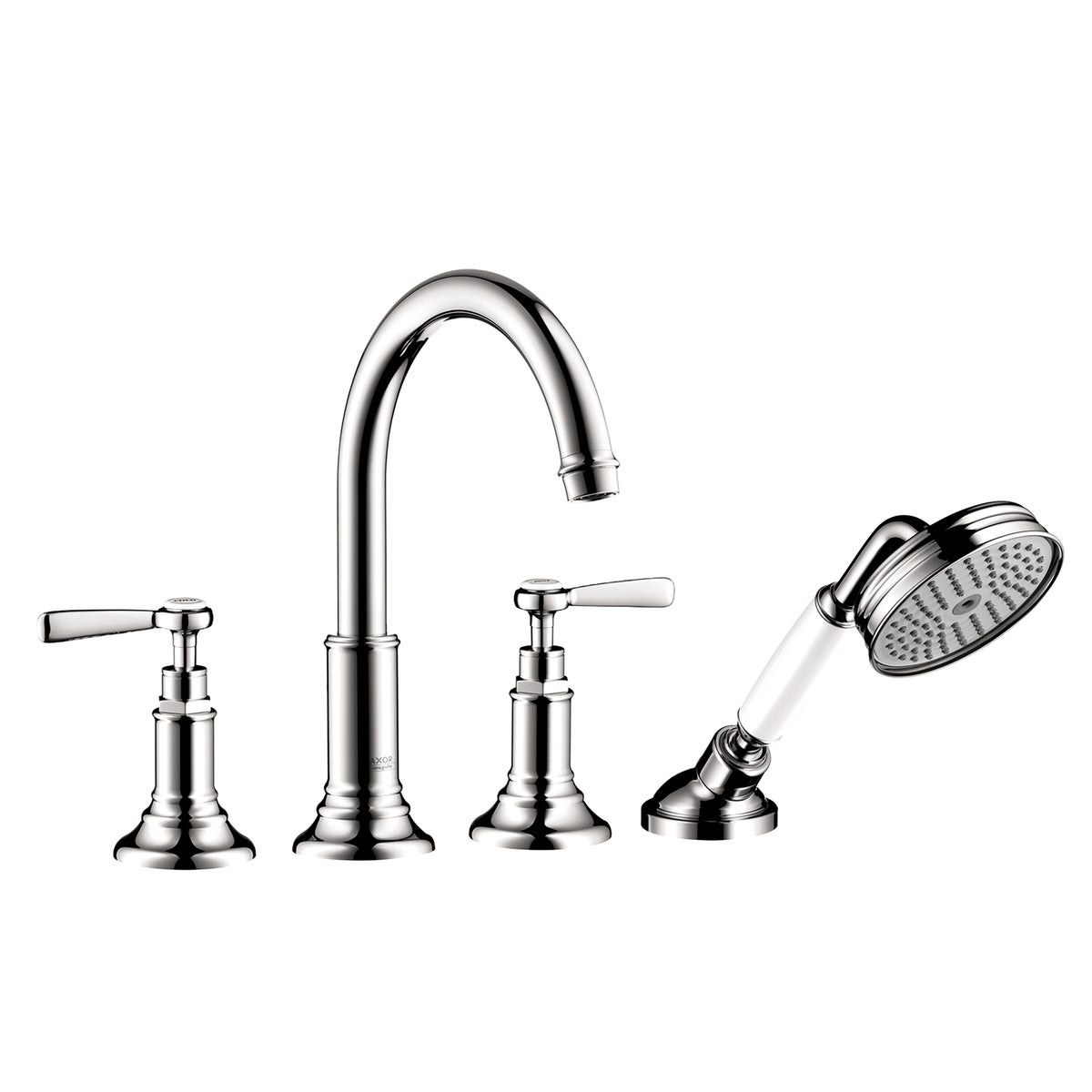 AXOR 16555001 Montreux 4-Hole Roman Tub Set Trim with Lever Handles and 1.8 GPM Handshower - Chrome