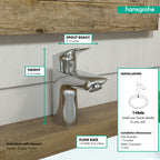 HANSGROHE 71104001 Logis Single-Hole Faucet 100, 1.0 GPM - Chrome