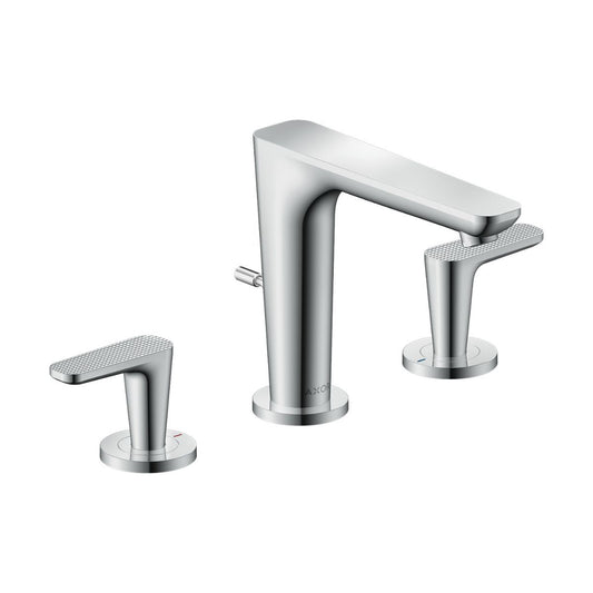 AXOR 49061001 Citterio C Widespread Faucet 125 with Pop-Up Drain- Cubic Cut, 1.2 GPM - Chrome
