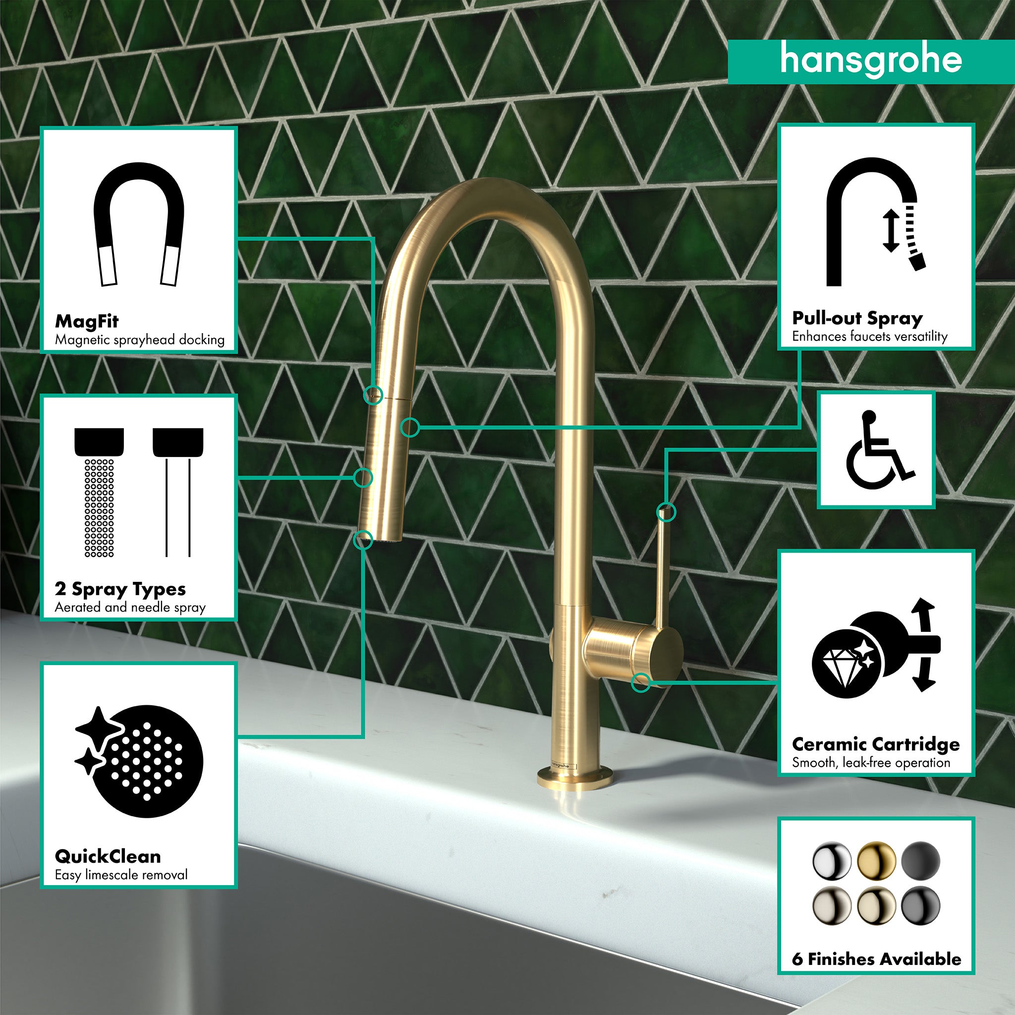 HANSGROHE 72846251 Talis N HighArc Kitchen Faucet, A-Style, 2-Spray Pull-Down, 1.75 GPM - Brushed Gold Optic