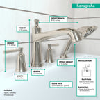 HANSGROHE 04777830 Joleena 4-Hole Roman Tub Set Trim with 1.75 GPM Handshower - Polished Nickel