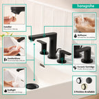 HANSGROHE 72530671 Rebris S Widespread Faucet 110 with Pop-Up Drain, 1.2 GPM - Matte Black