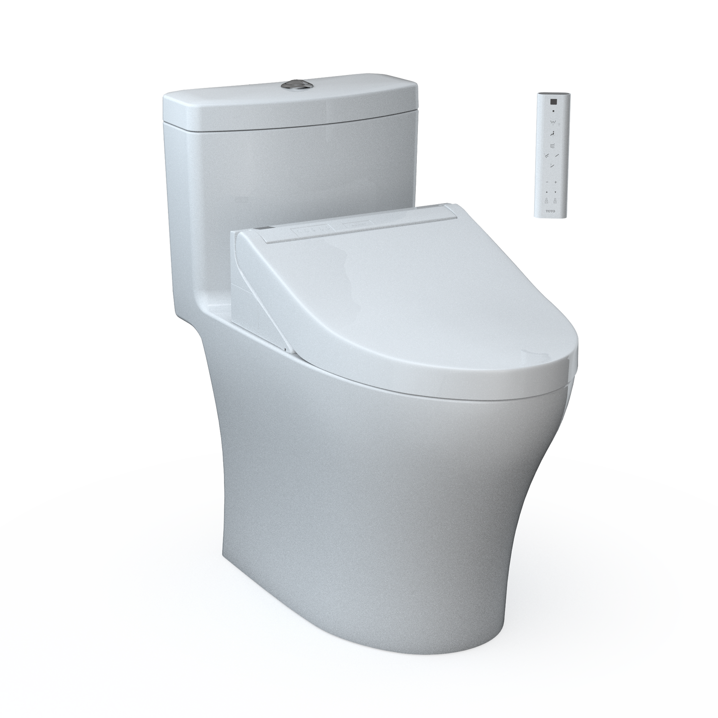 TOTO MW6463084CEMFGN#01 WASHLET+ Aquia IV One-Piece Elongated Dual Flush 1.28 and 0.9 GPF Toilet and WASHLET C5 Bidet Seat , Cotton White