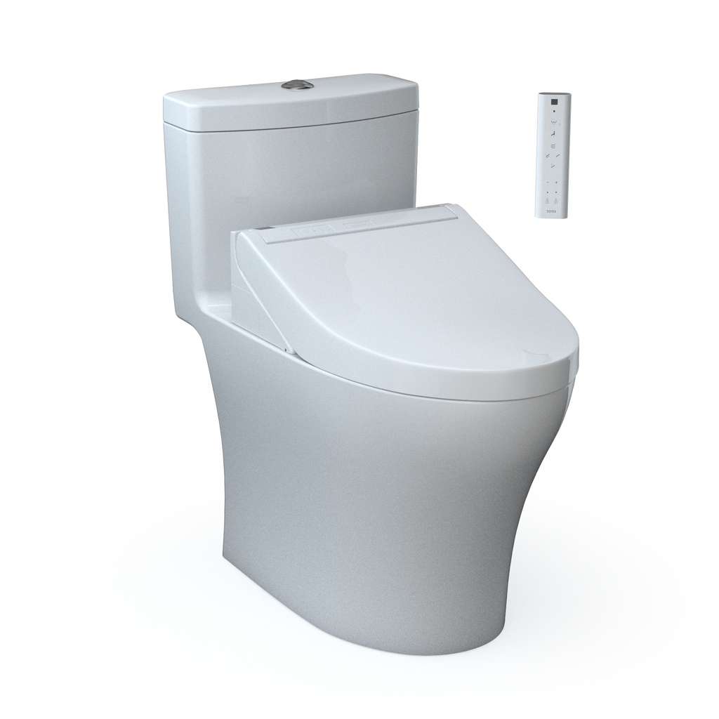 TOTO MW6463084CEMFGN#01 Washlet+ Aquia Iv One-Piece Elongated Dual Flush 1.28 And 0.9 Gpf Toilet And Washlet C5 Bidet Seat - Cotton White