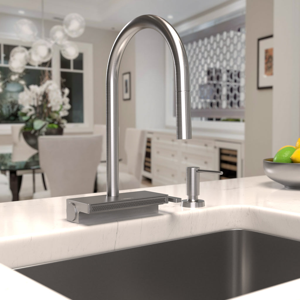 HANSGROHE 73837801 Aquno Select HighArc Kitchen Faucet, 3-Spray Pull-Down, 1.75 GPM - Stainless Steel Optic