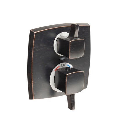 HANSGROHE 15728921 Ecostat Classic Thermostatic Trim with Volume Control and Diverter, Square - Rubbed Bronze