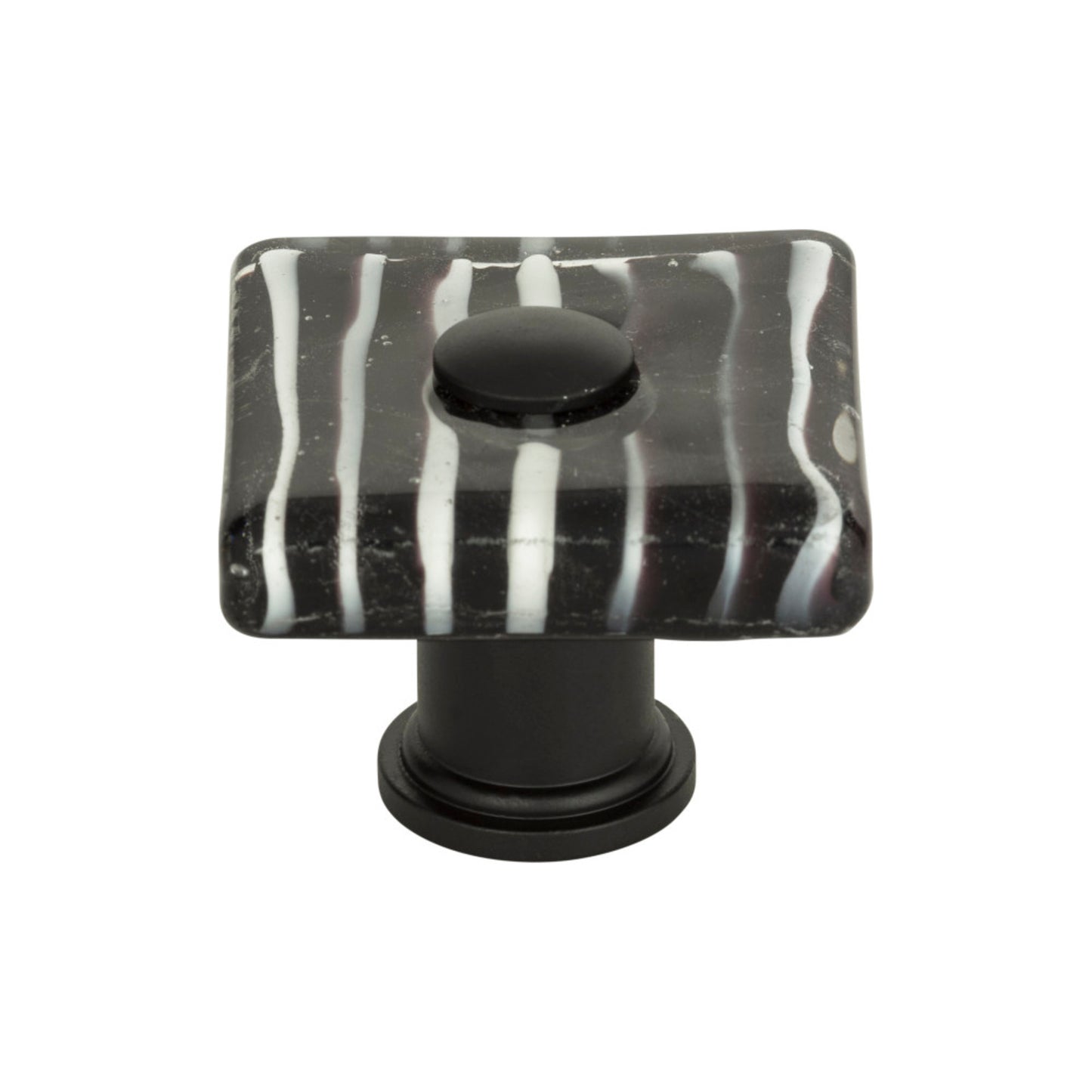 ATLAS 3223-BL Zebra Glass 1 1/2" Length Square Knob , Matte Black