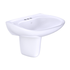 TOTO LHT242.4G#01 Prominence Oval Wall-Mount Bathroom Sink With Cefiontect And Shroud For 4 Inch Center Faucets - Cotton White