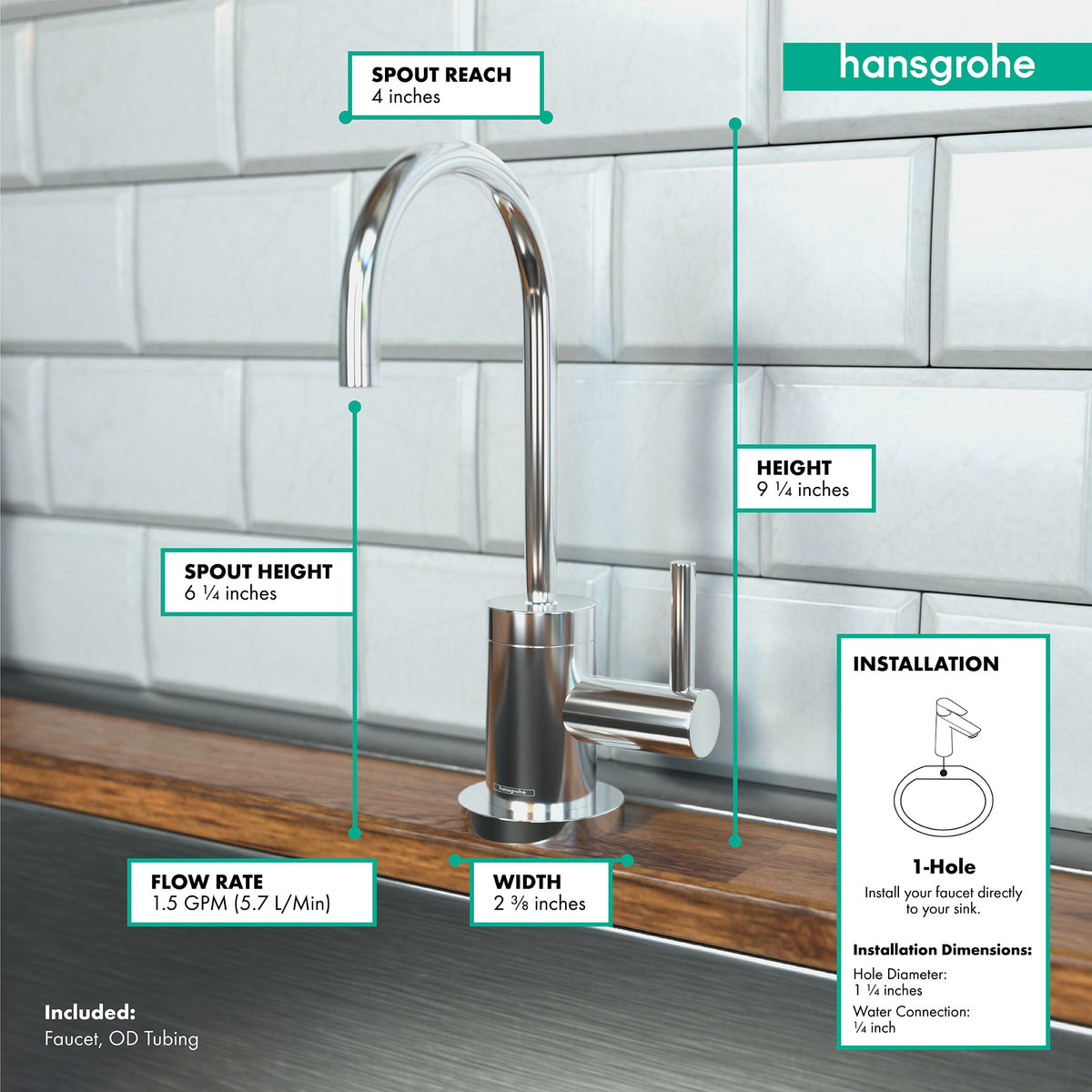 HANSGROHE 04301000 Talis S Beverage Faucet, 1.5 GPM - Chrome